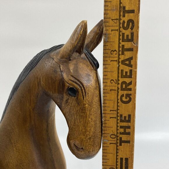 Vintage Large MCM Solid Wood Horse Hand Carved Sculpture 14” - Picture 15 of 16